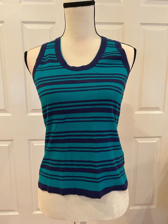 Ann Taylor Tops - Ann Taylor Striped Sleeveless Tank in Teal and Navy